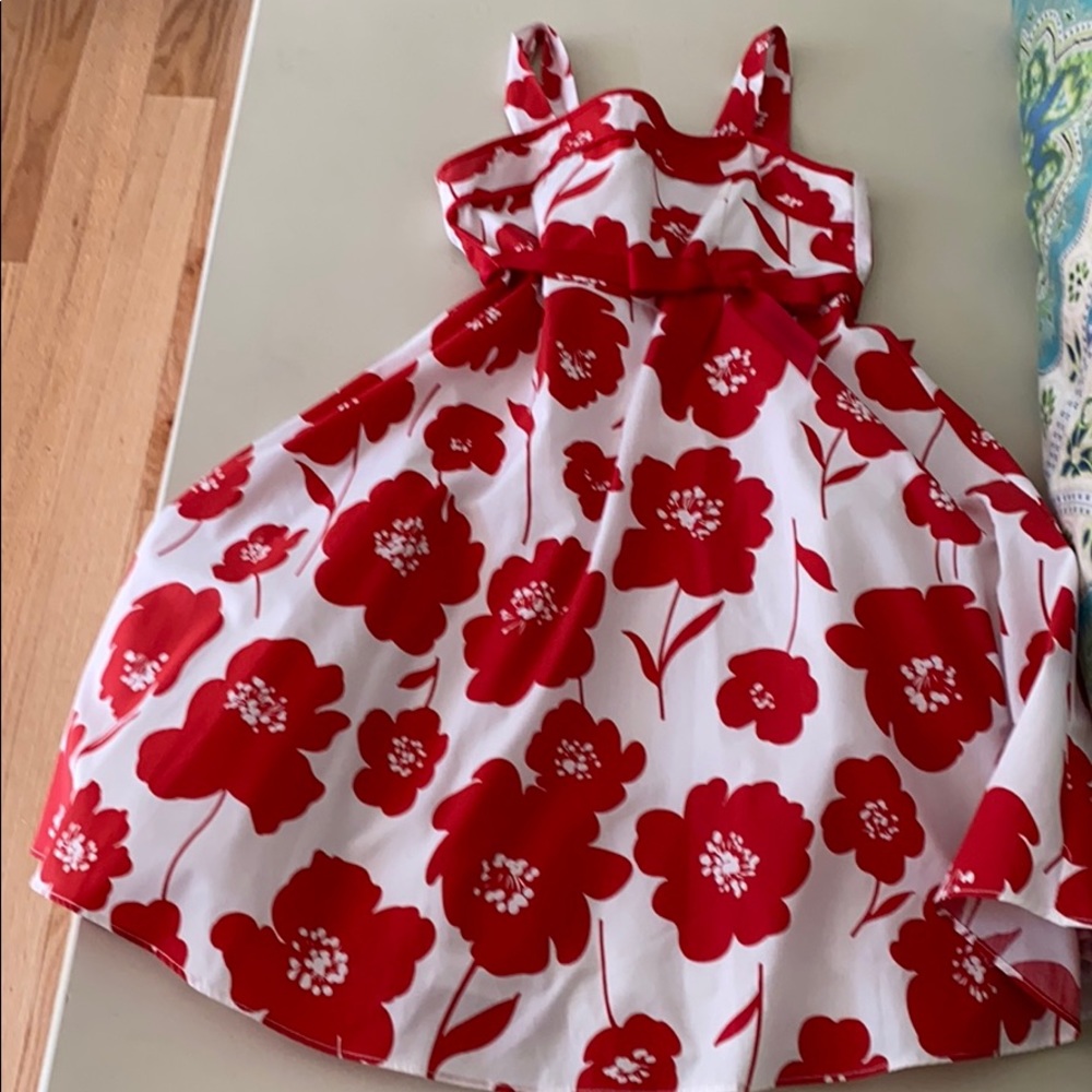 Red and white dress